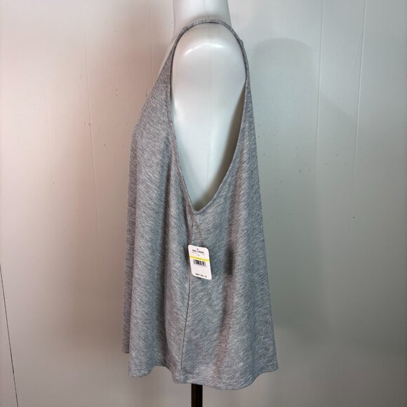 Intimately Free People Swing Tank Top Medium Gray V-Neck Cropped Low-Back - Picture 4 of 9